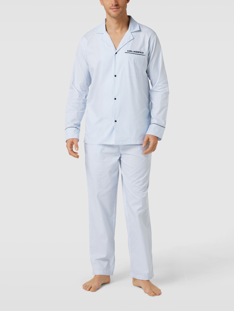 Pyjama mit Streifenmuster Modell 'WOVEN' in hellblau