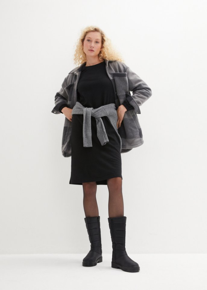 Sweatkleid mit Ballonärmeln und Schlitz