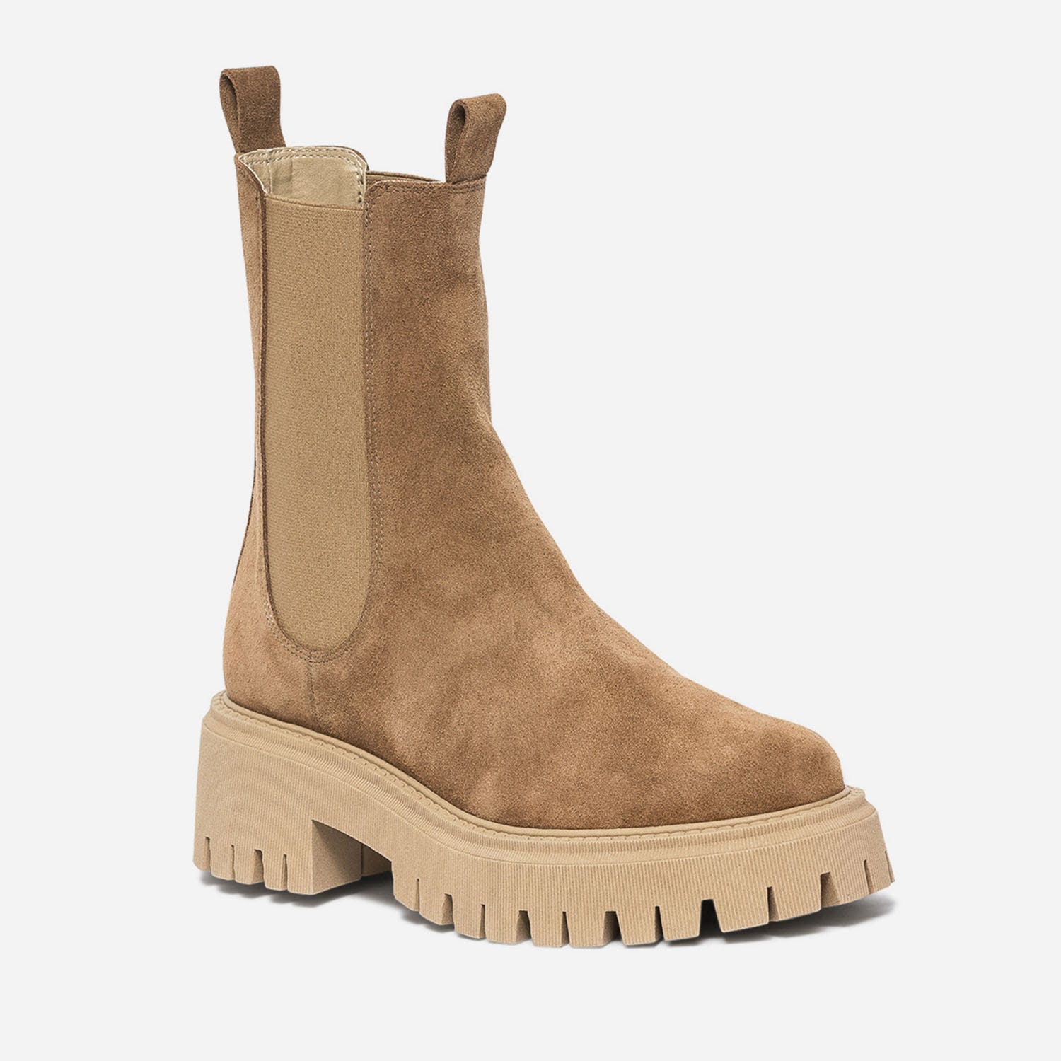 Chelsea boots cranté TEXTO camel cuir velours