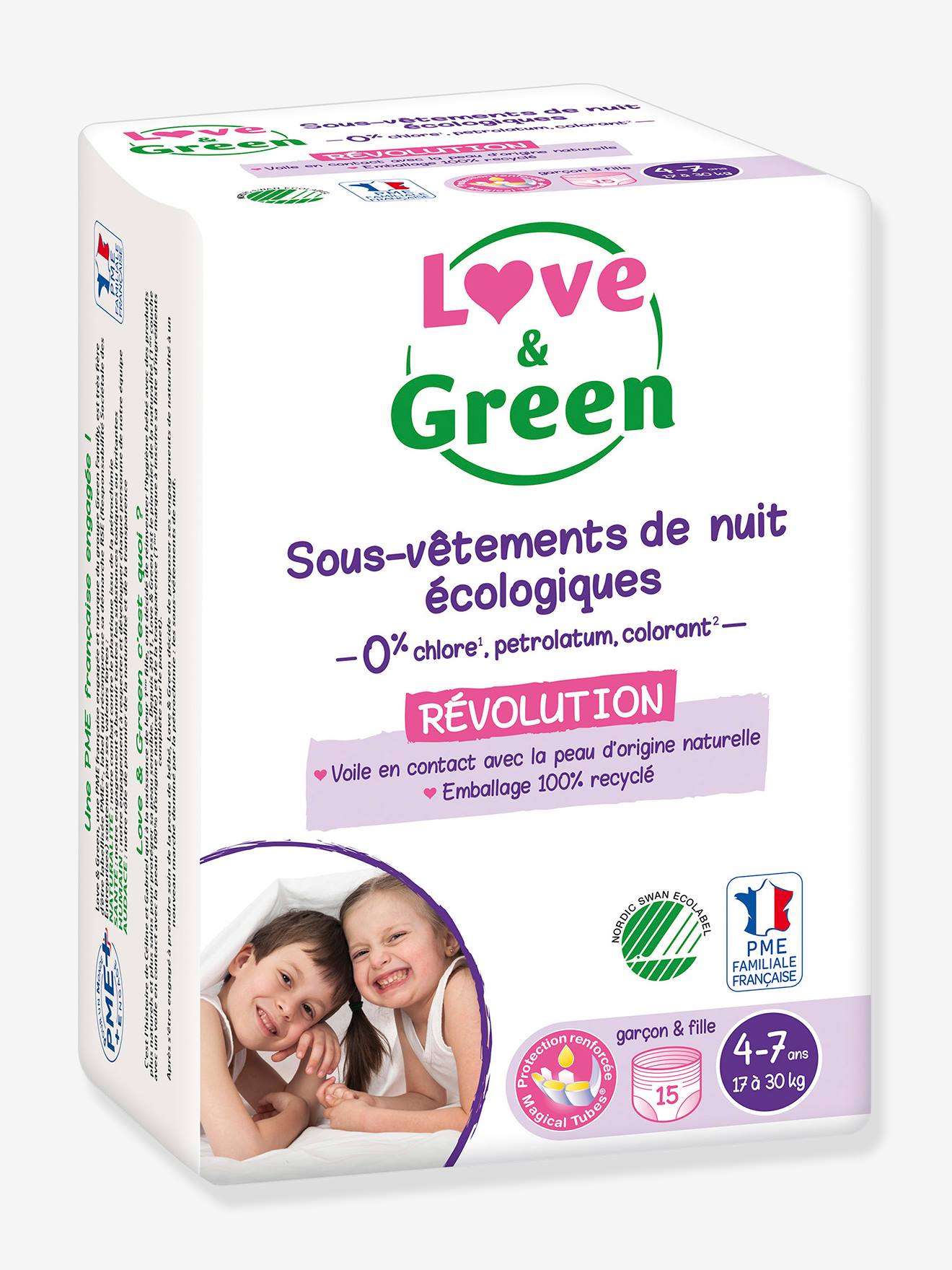 Sous-vêtements de nuit écologiques x15 / 4-7 ans LOVE&GREEN blanc