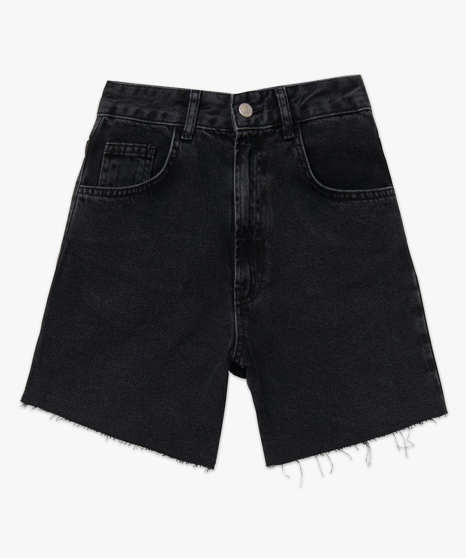 Short en jean femme taille haute à bords francs noir | GEMO