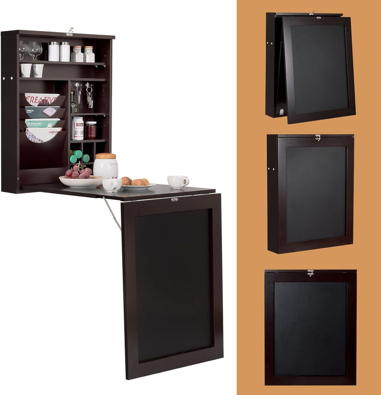 Costway Wandtisch klappbar, Wandklapptisch mit Tafel