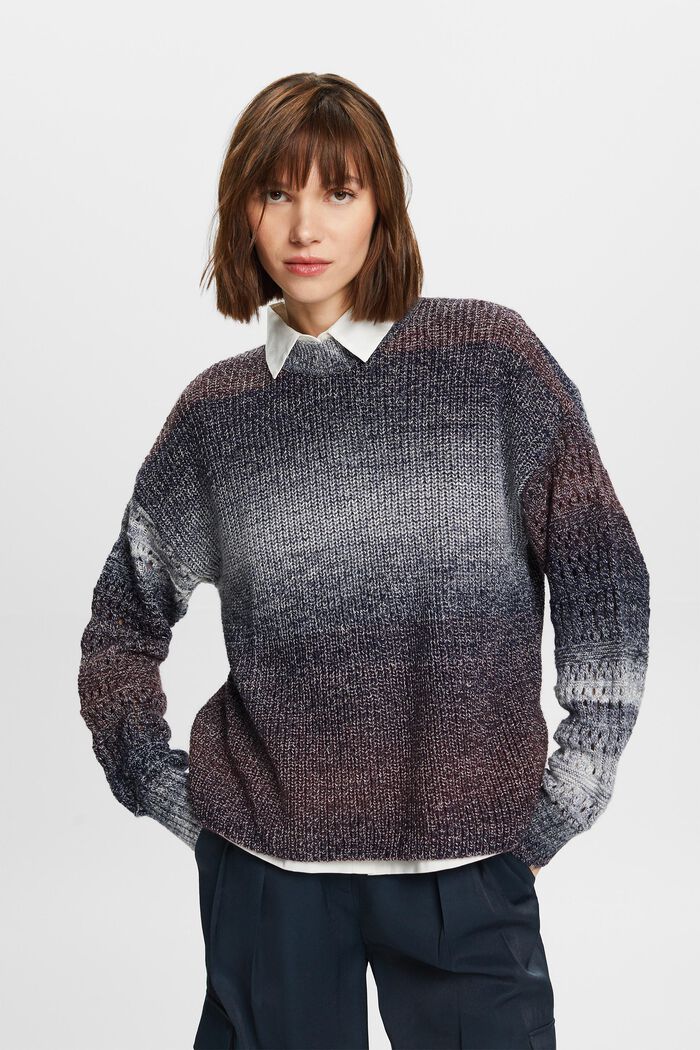 Offen gestrickter Dégradé-Pullover mit Stehkragen