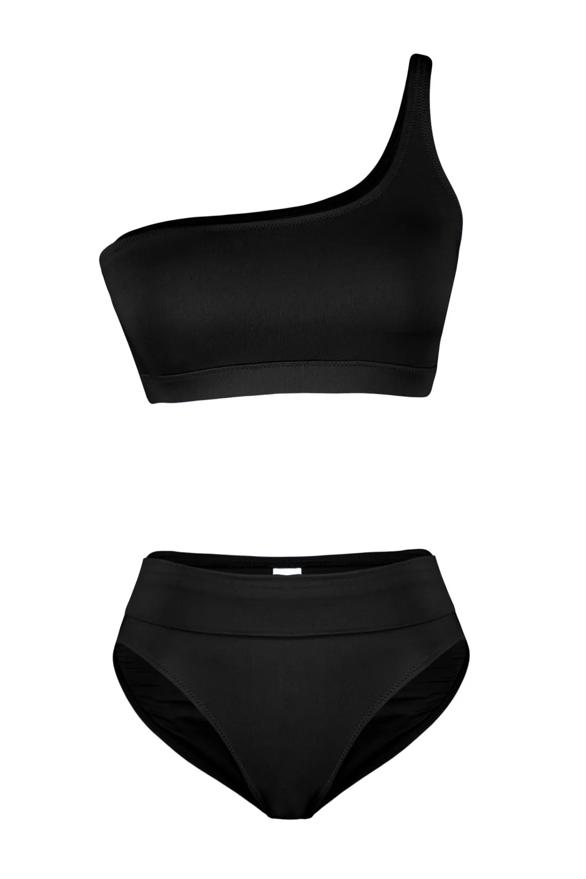 Trendyol Collection  Schwarzes, einschultriges, normales Bikini-Set mit hoher Taille TBESS24BT00126