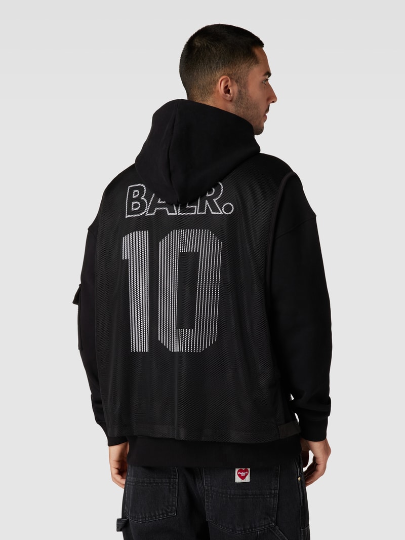 Hoodie mit Label-Print Modell 'Joey' in schwarz