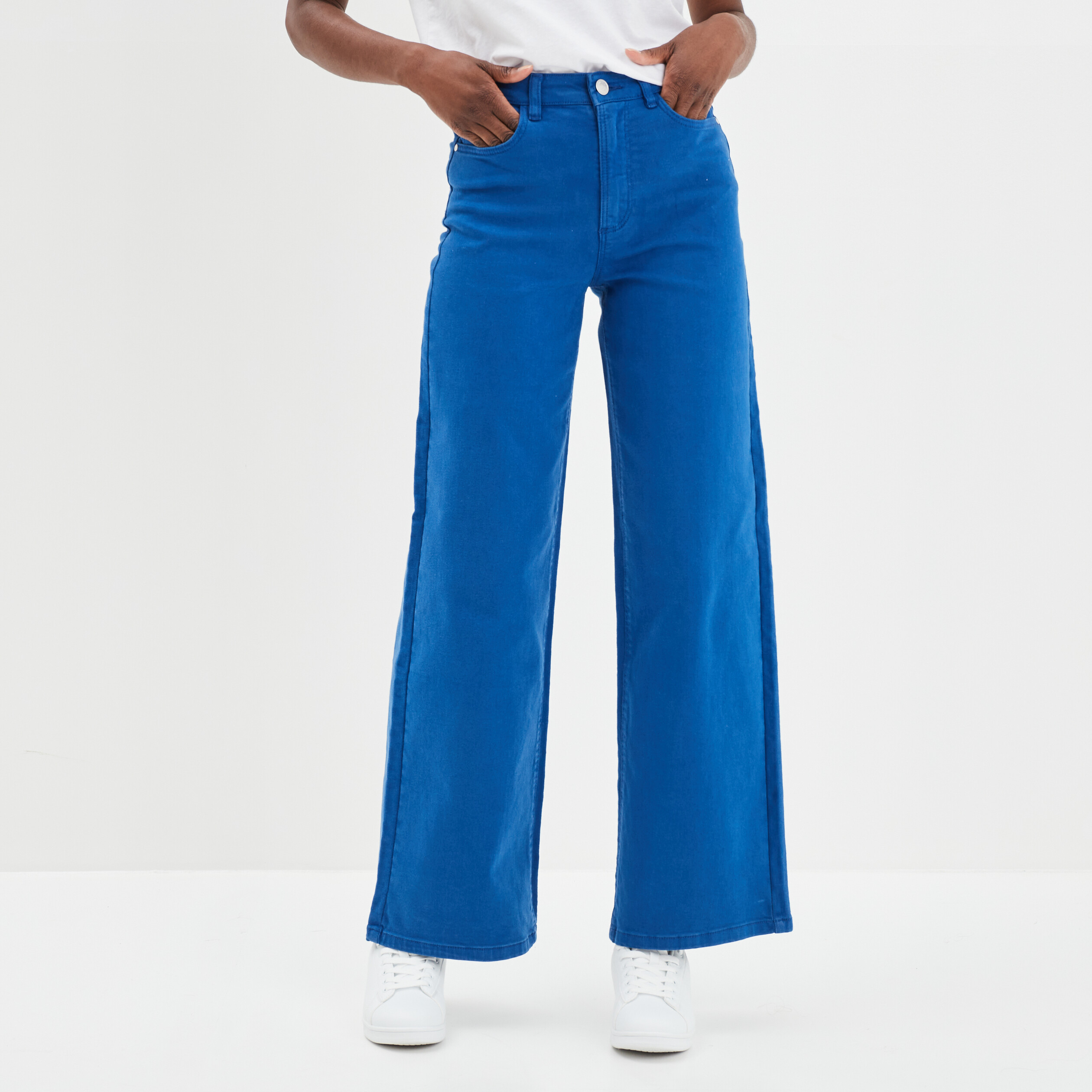 Pantalon large Creeks bleu roi femme | La Halle
