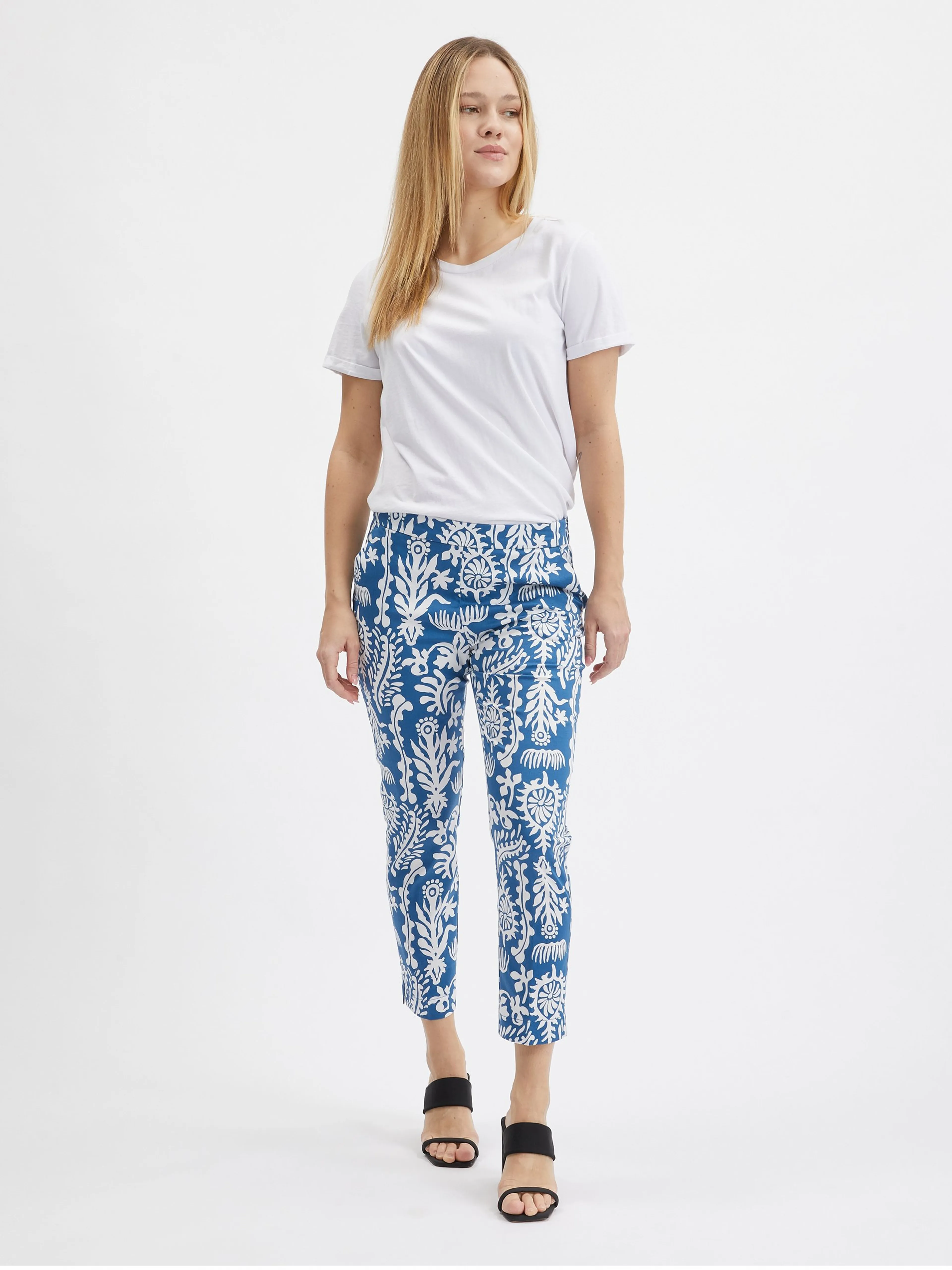 Weiß und blau gemusterte Damen-Culottes ORSAY