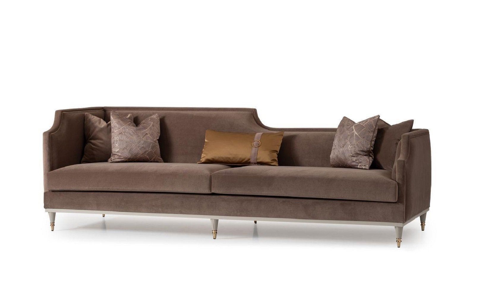 JVmoebel Wohnzimmer-Set Couchgarnitur Viersitzer 4 Sitz Couchtisch Stoffsofa Sessel Braun 4tlg, (4-St., 2x Sofa 4 Sitzer + 1x Sessel + 1x Couchtisch), Made in Europa