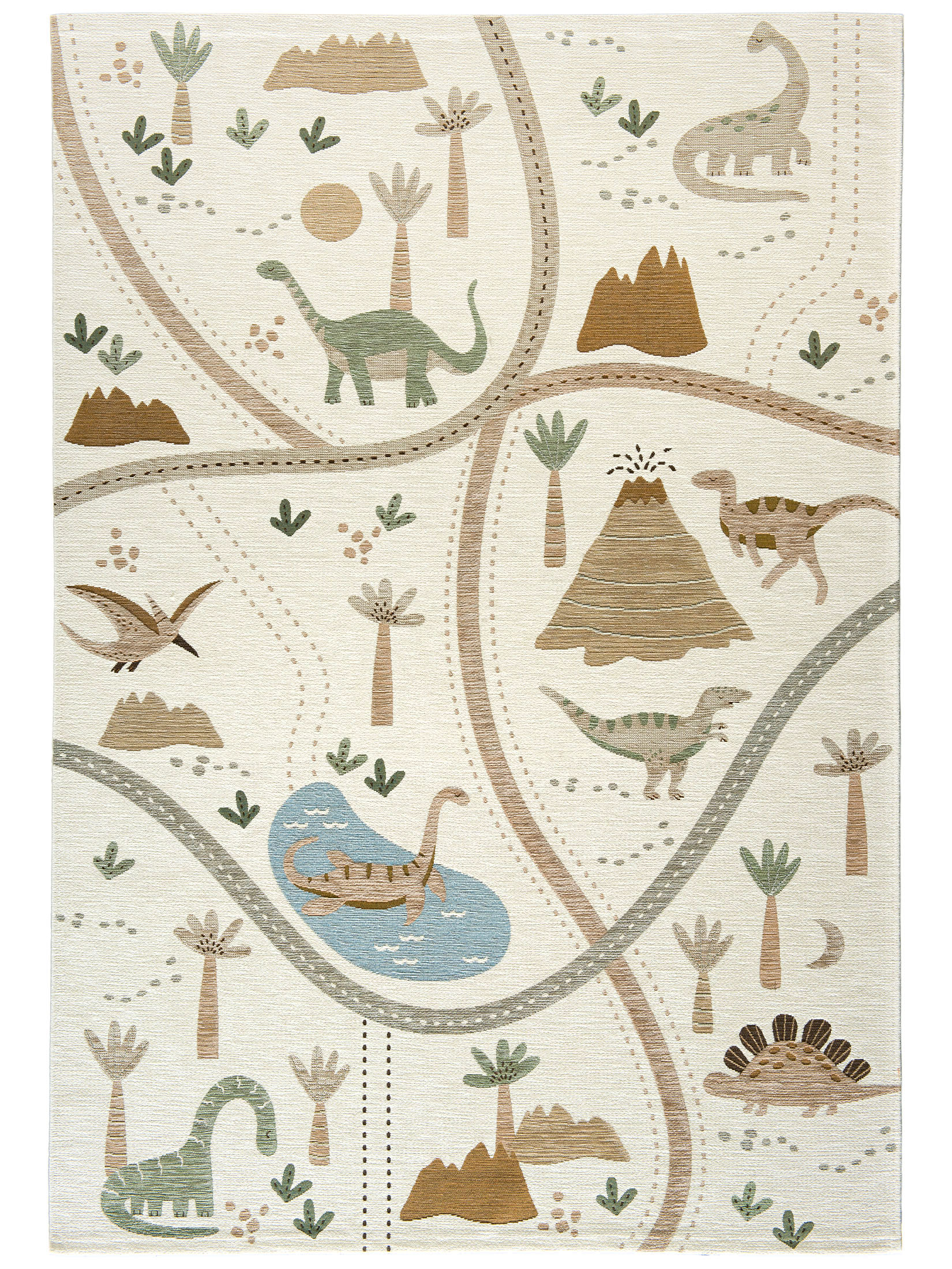 Happy Dino Kinder-Teppich, Ivory