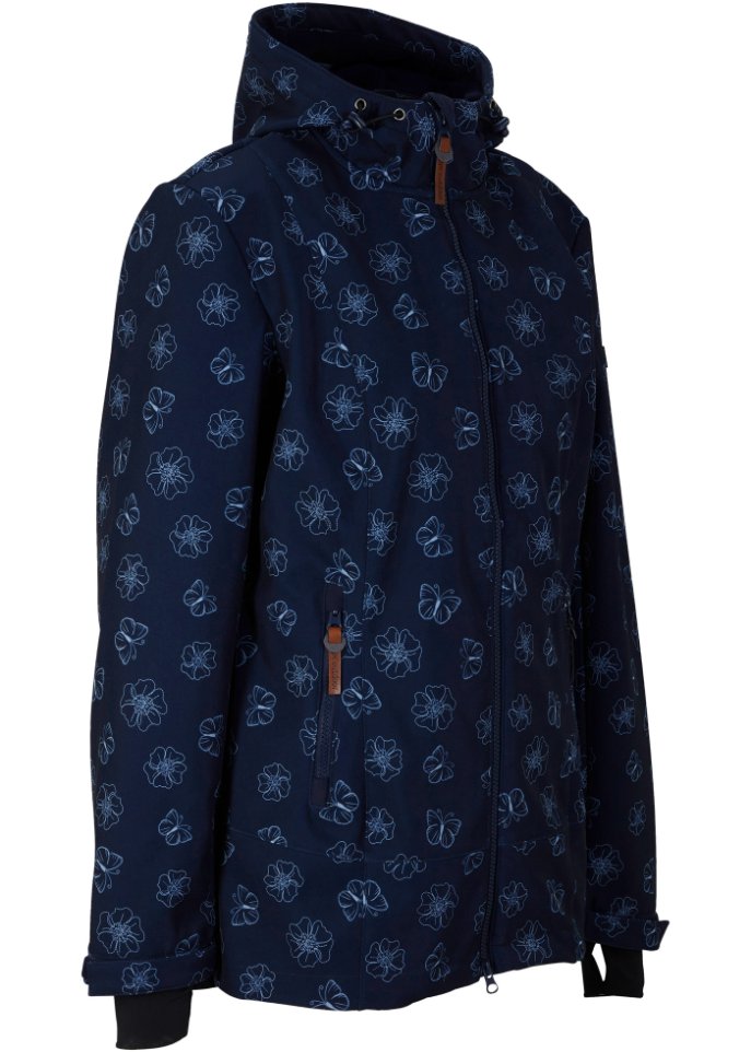 Softshelljacke mit Blumenmuster, wasserabweisend