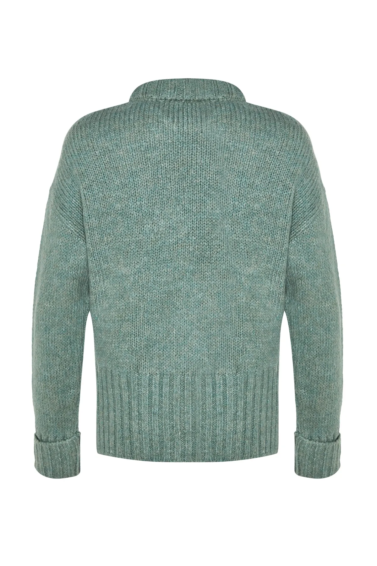 Trendyol Collection  Mintgrüner, weicher, strukturierter, dicker Strickpullover mit Rundhalsausschnitt TWOAW24KZ00281