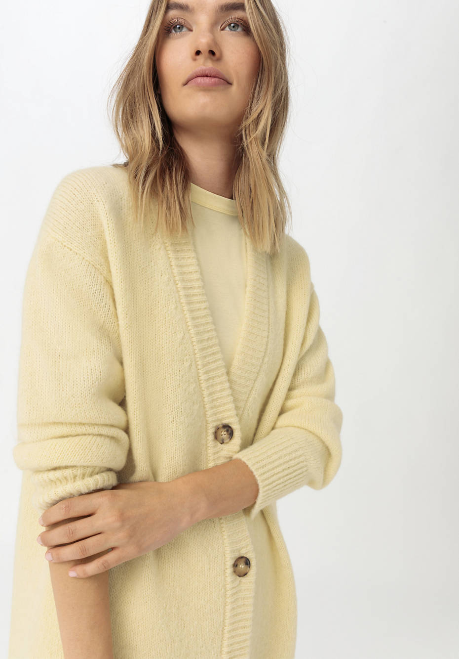 Strickjacke aus Alpaka mit Seide und Mohair
