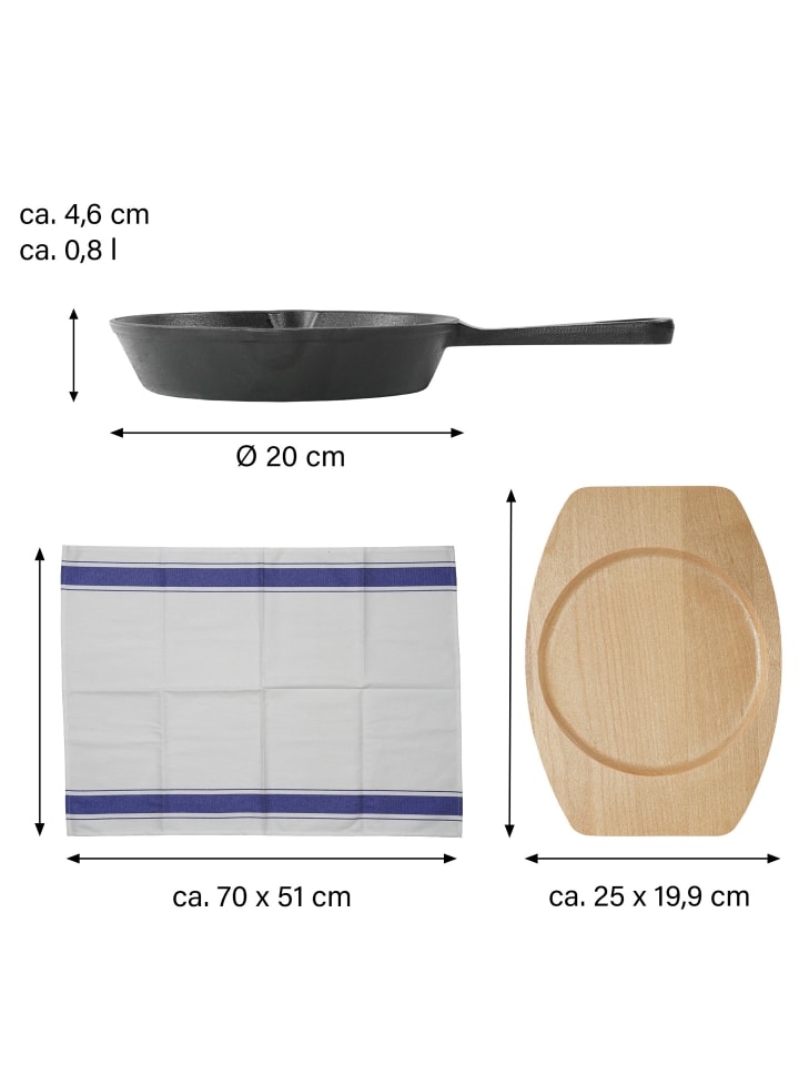 Stoneline Gusseisenpfanne | Emaille Bratpfanne in Schwarz | 20cm günstig kaufen 20 cm