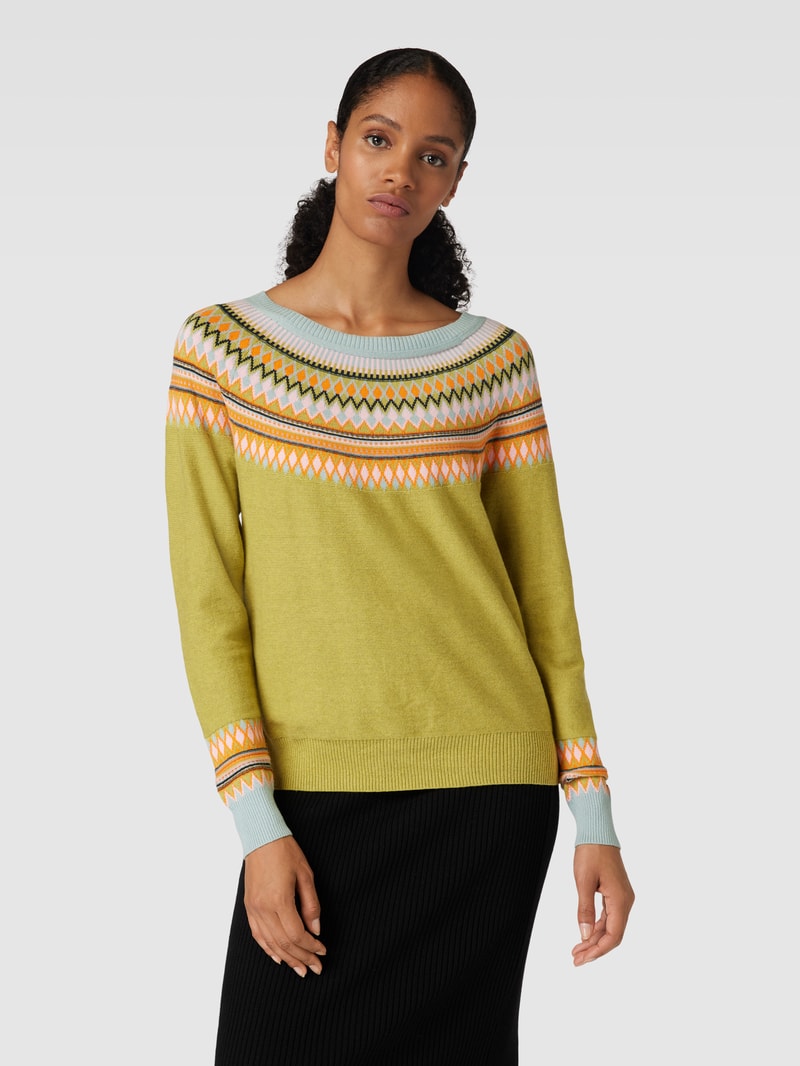 Strickpullover mit Zickzack-Muster in schilf
