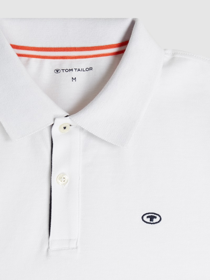 Poloshirt mit Logo-Stitching Modell 'Basic' in weiß
