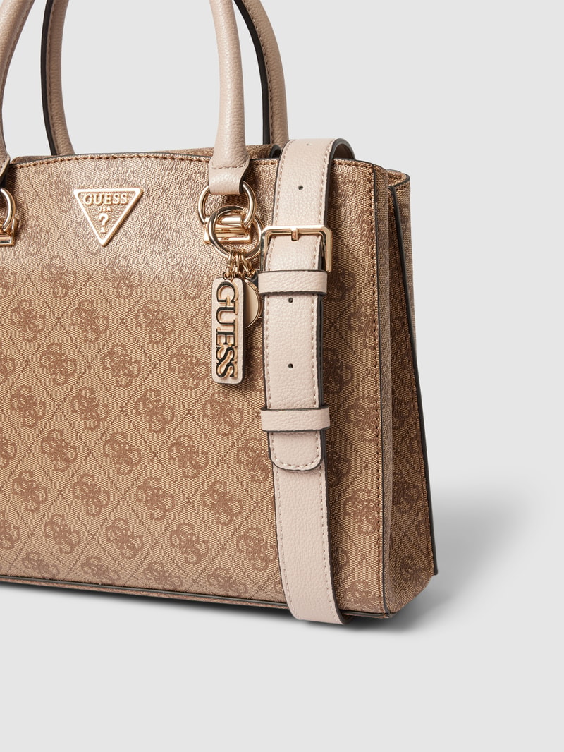 Satchel Bag mit Allover-Logo Modell 'NOELLE' in beige