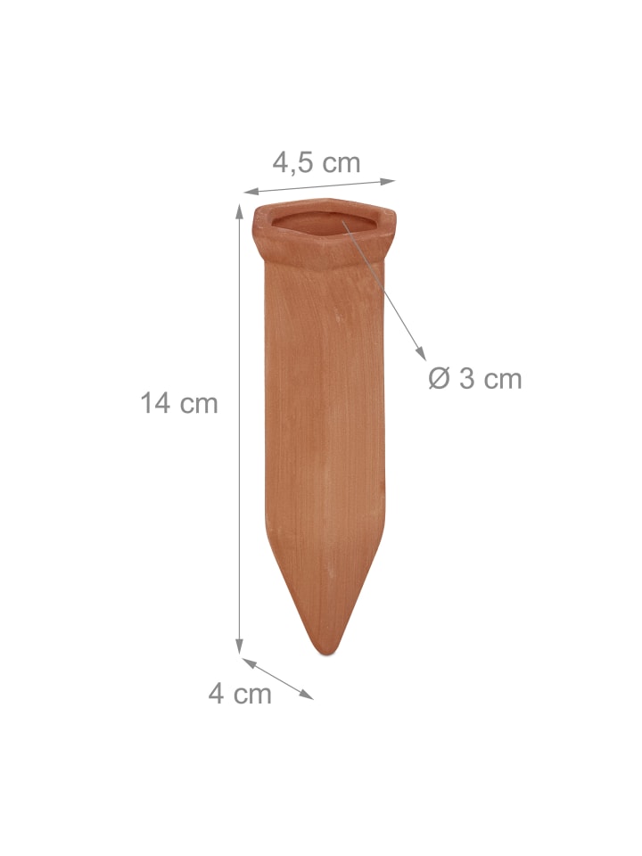 relaxdays 4x Tonspitzen Bewässerung in Terrakotta - (B)4,5 x (H)14 x (T)4 cm günstig kaufen onesize