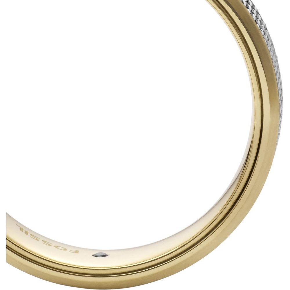 Fossil Bague pour hommes Acier inoxydable bicolore Bague