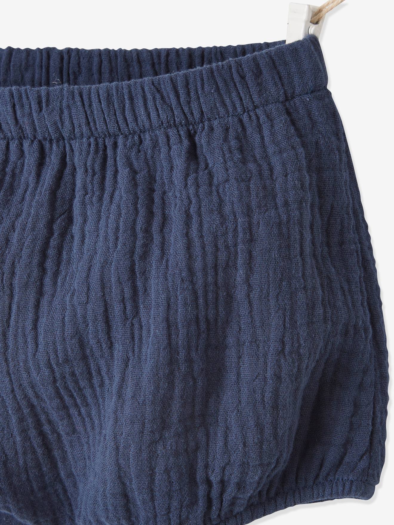 Ensemble naissance T-shirt et short de cérémonie bébé bleu jean