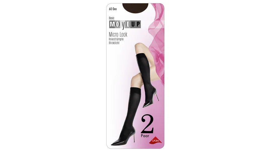 MOVE UP Damen Kniestrümpfe Mikro Look 60 DEN 2er Pack marine