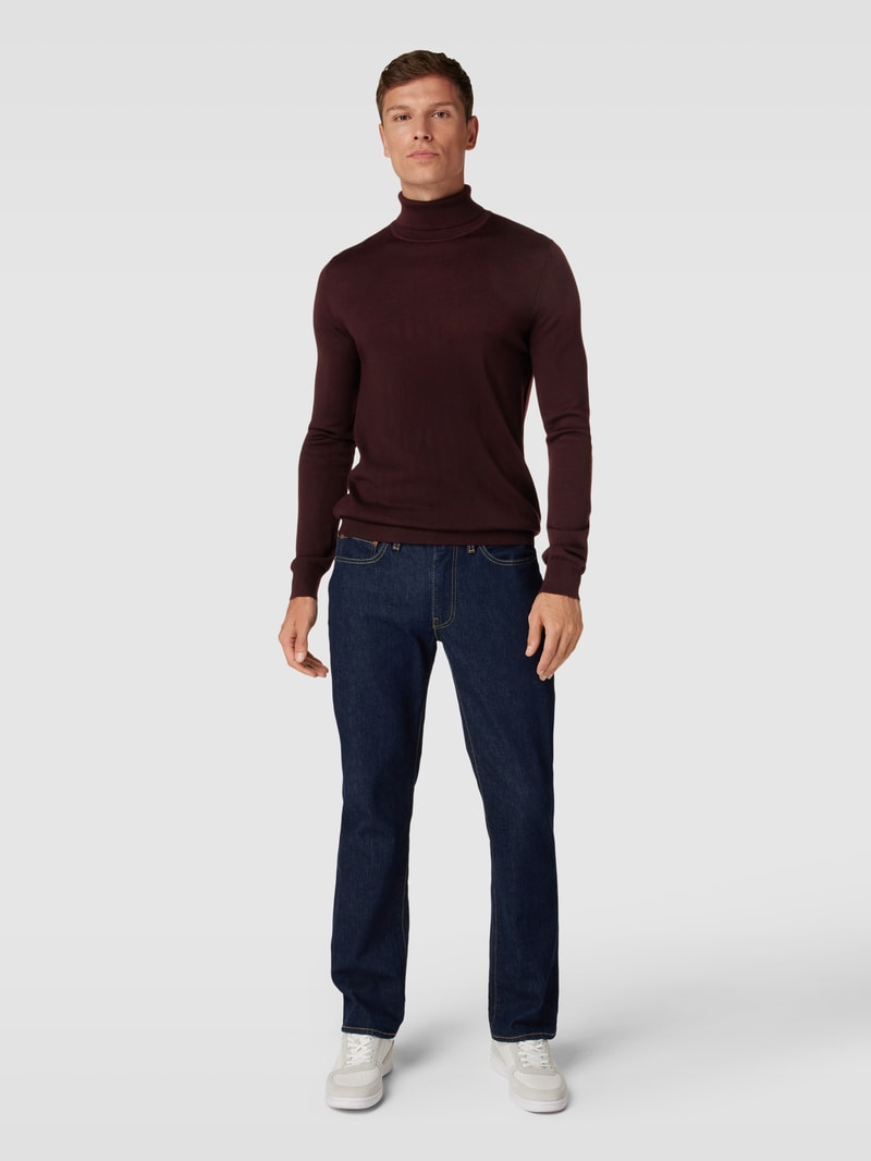 Pullover mit Stehkragen in bordeaux rot