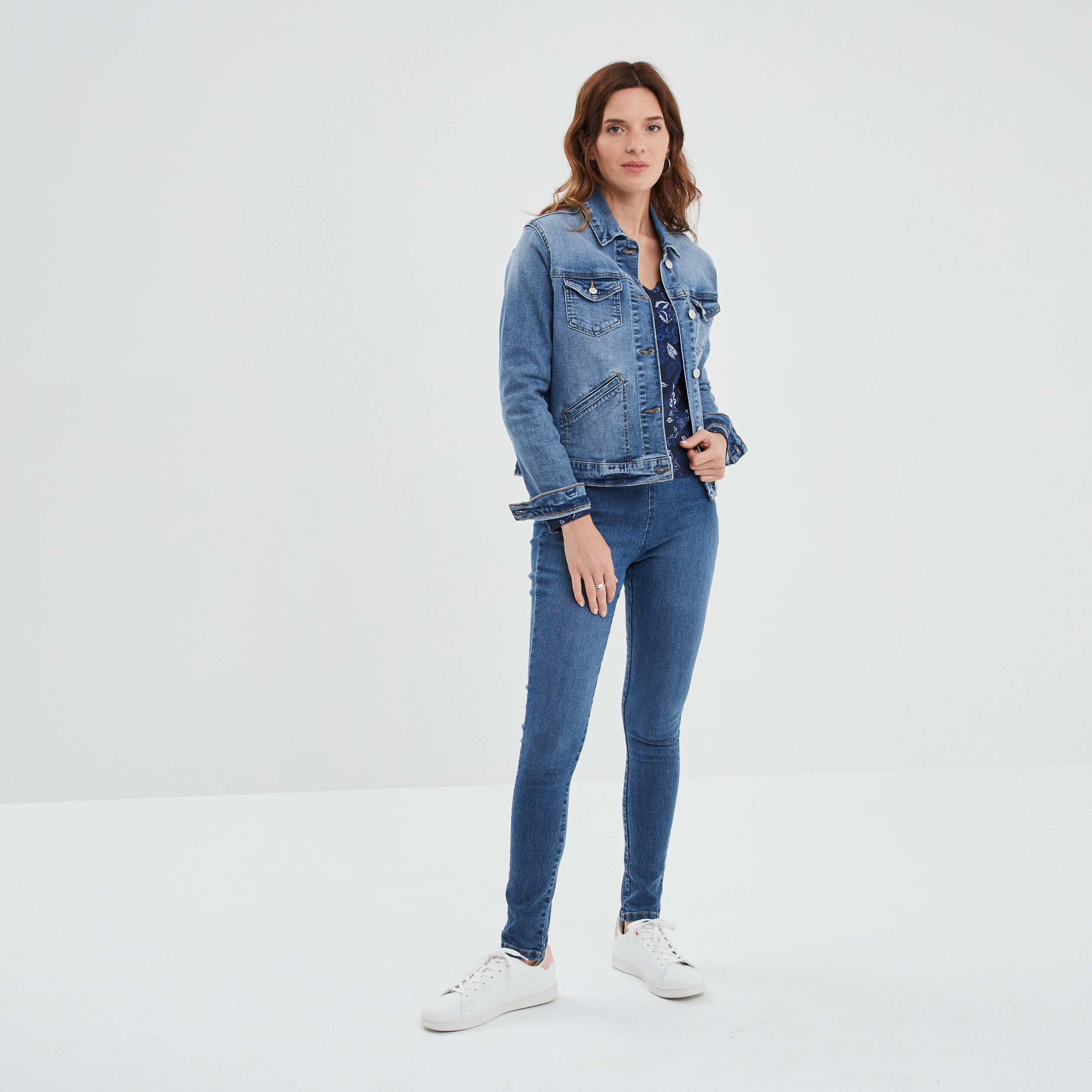 Jegging slim taille haute denim double stone femme | La Halle