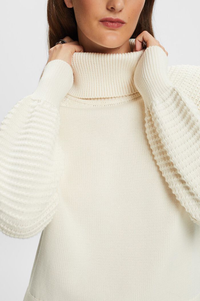 Baumwollpullover mit Rollkragen
