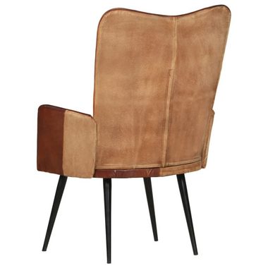 vidaXL Sessel Ohrensessel Braun Echtleder (1-St)