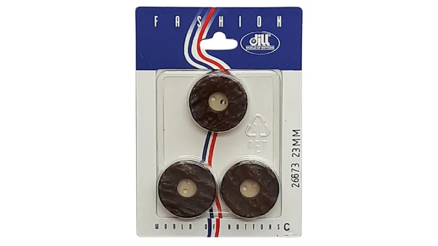 Dill 2-loch-Hirschhornknopf-Imitation Ø 23mm 3er Pack braun