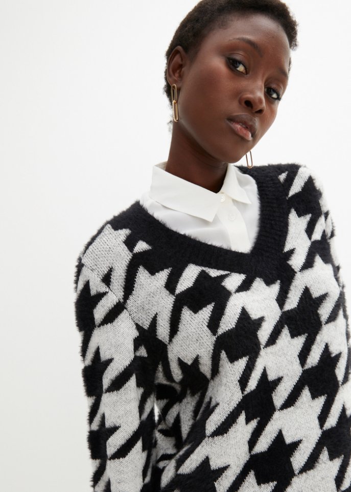 Jaquard-Pullover mit Woll-Anteil