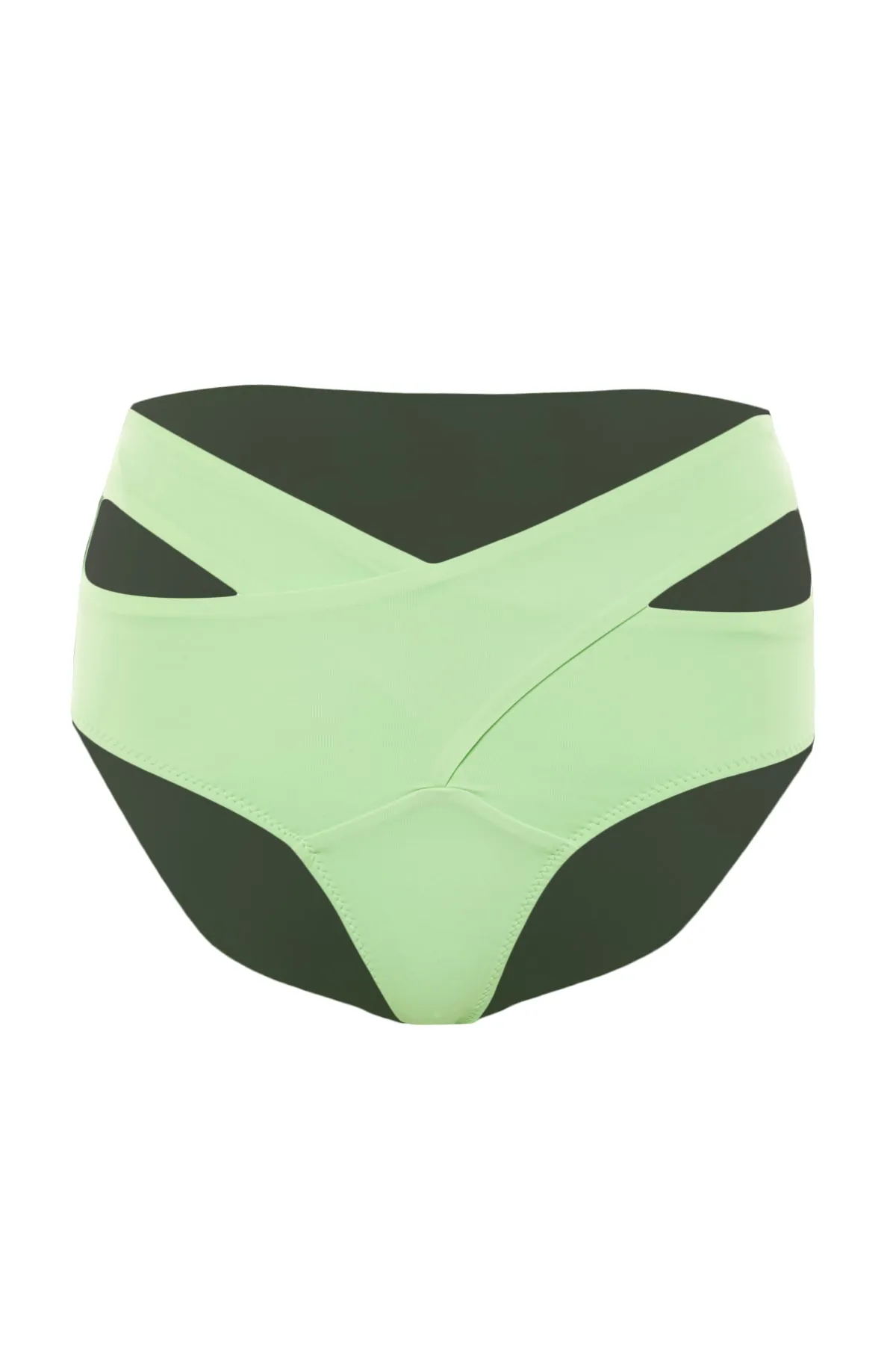 Trendyol Collection  Grüne Bikinihose mit Ausschnitt/Fenster, hoher Taille und normalem Beinverlauf TBESS20BA0184