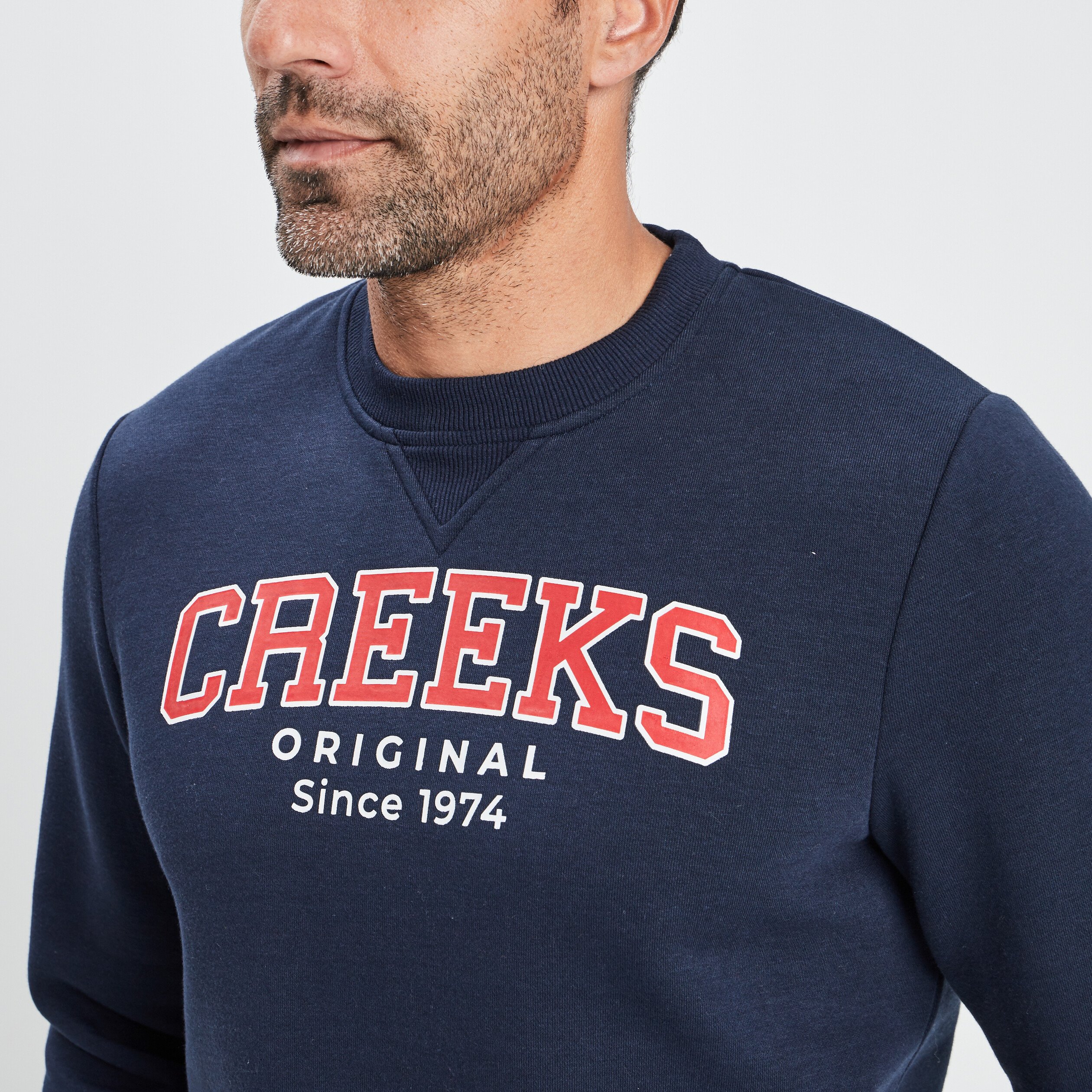 Sweat à col rond Creeks bleu marine homme | La Halle