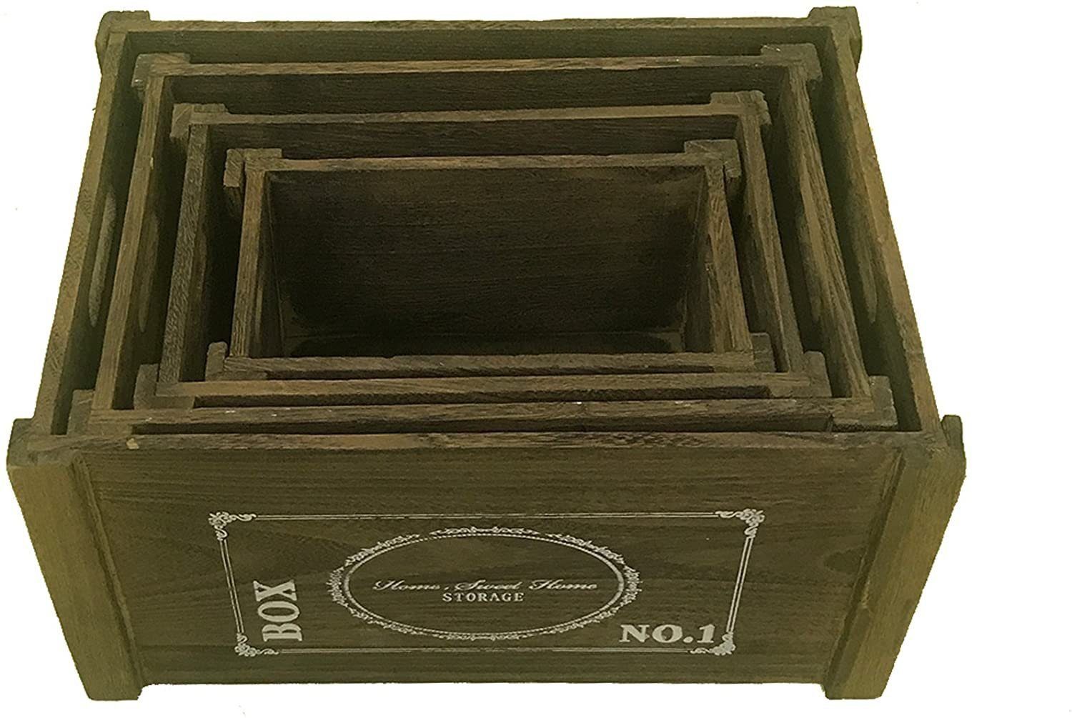 Mucola Allzweckkiste Aufbewahrungsboxen 4er Set Shabby Holzkisten Rustikal Allzweckkiste