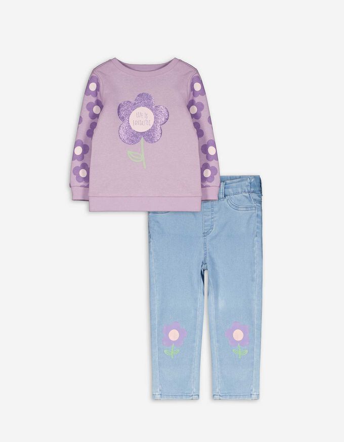 Set aus Sweatshirt und Jeggings - Glitzerprint