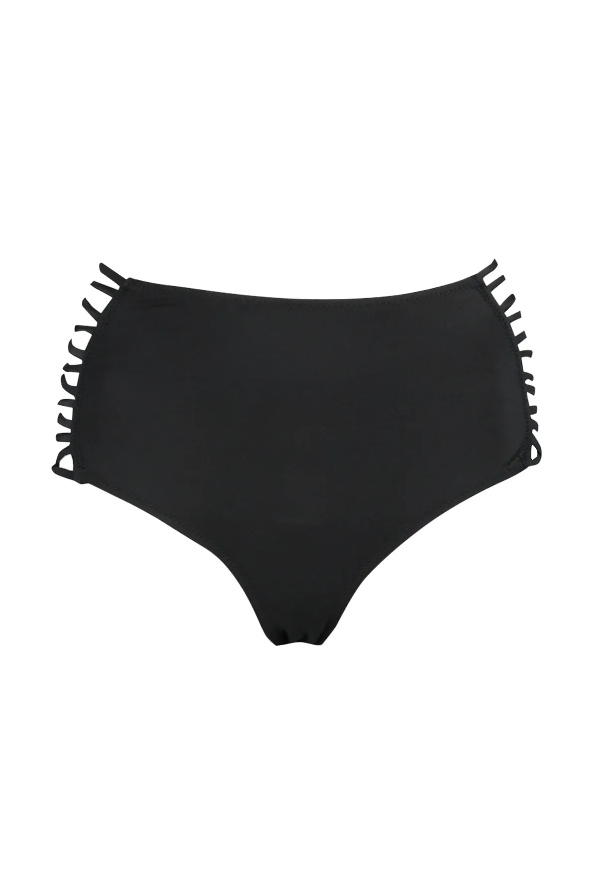 Trendyol Collection  Schwarze Hipster-Bikinihose mit hoher Taille und Paspelierung TBESS21BA0363