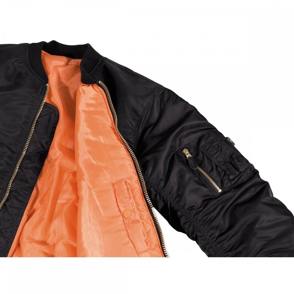 MFH Bomberjacke US Pilotenjacke MA1, Mod., schwarz - L Paspeltaschen mit Patte und Druckknopf
