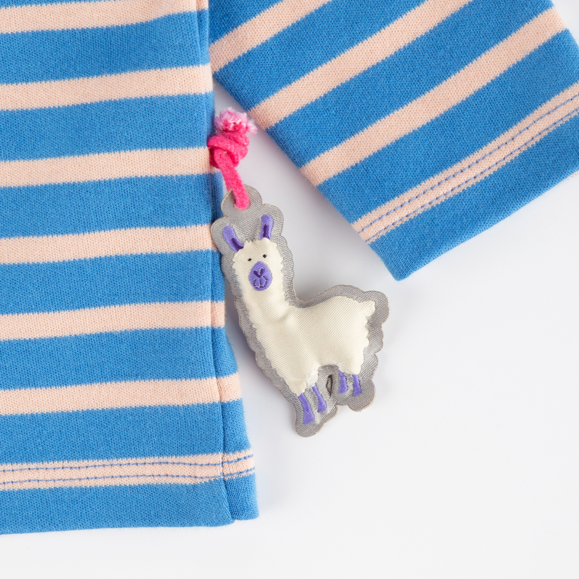 Baby Langarmshirt Crazy Lama, blau gestreift