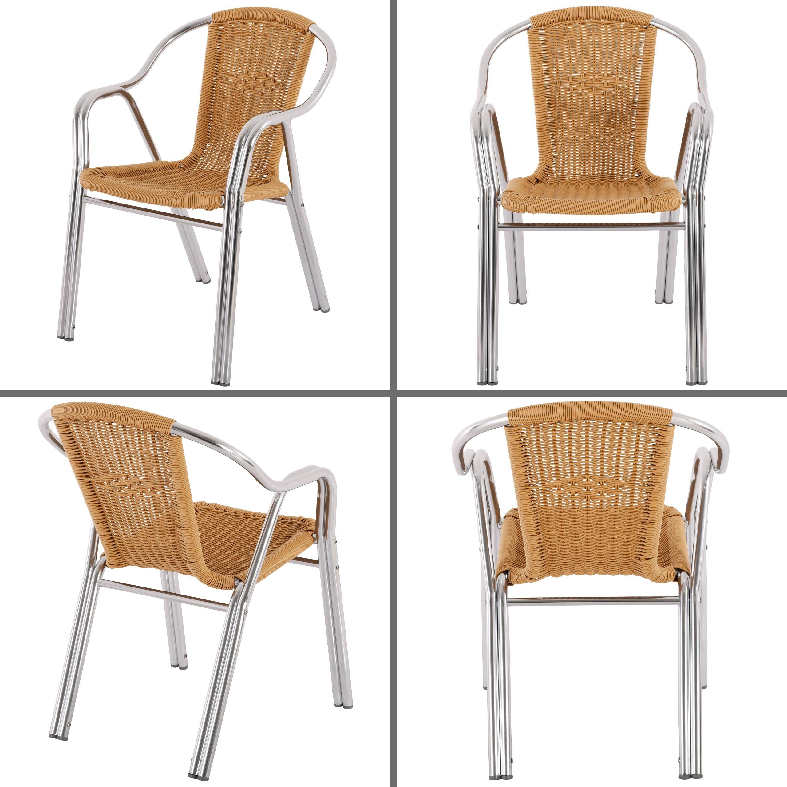 Raburg Bistrostuhl VITA in NATUR-BEIGE, Polyrattan, Alu in SILBER, verschiedene Sets (Set), hochwertiges Doppelrohr-Aluminium-Gestell, stapelbar, bis 150 kg