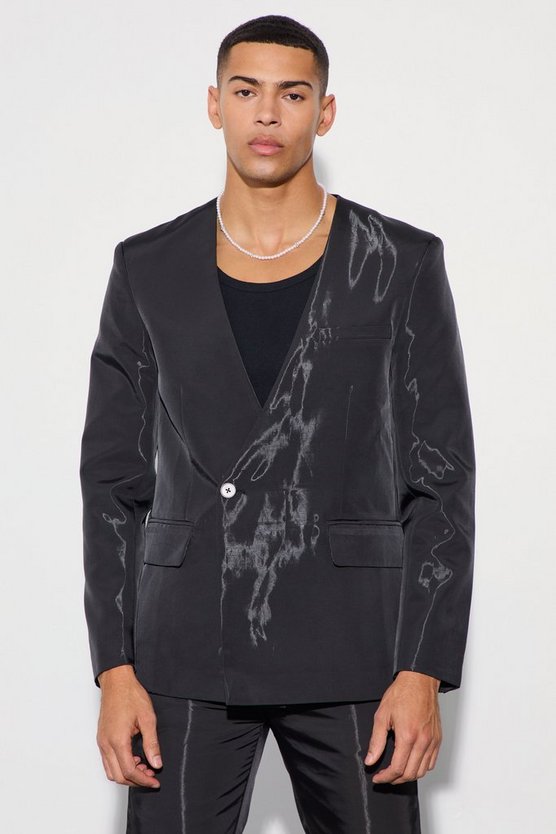Kragenloser Metallic-Blazer