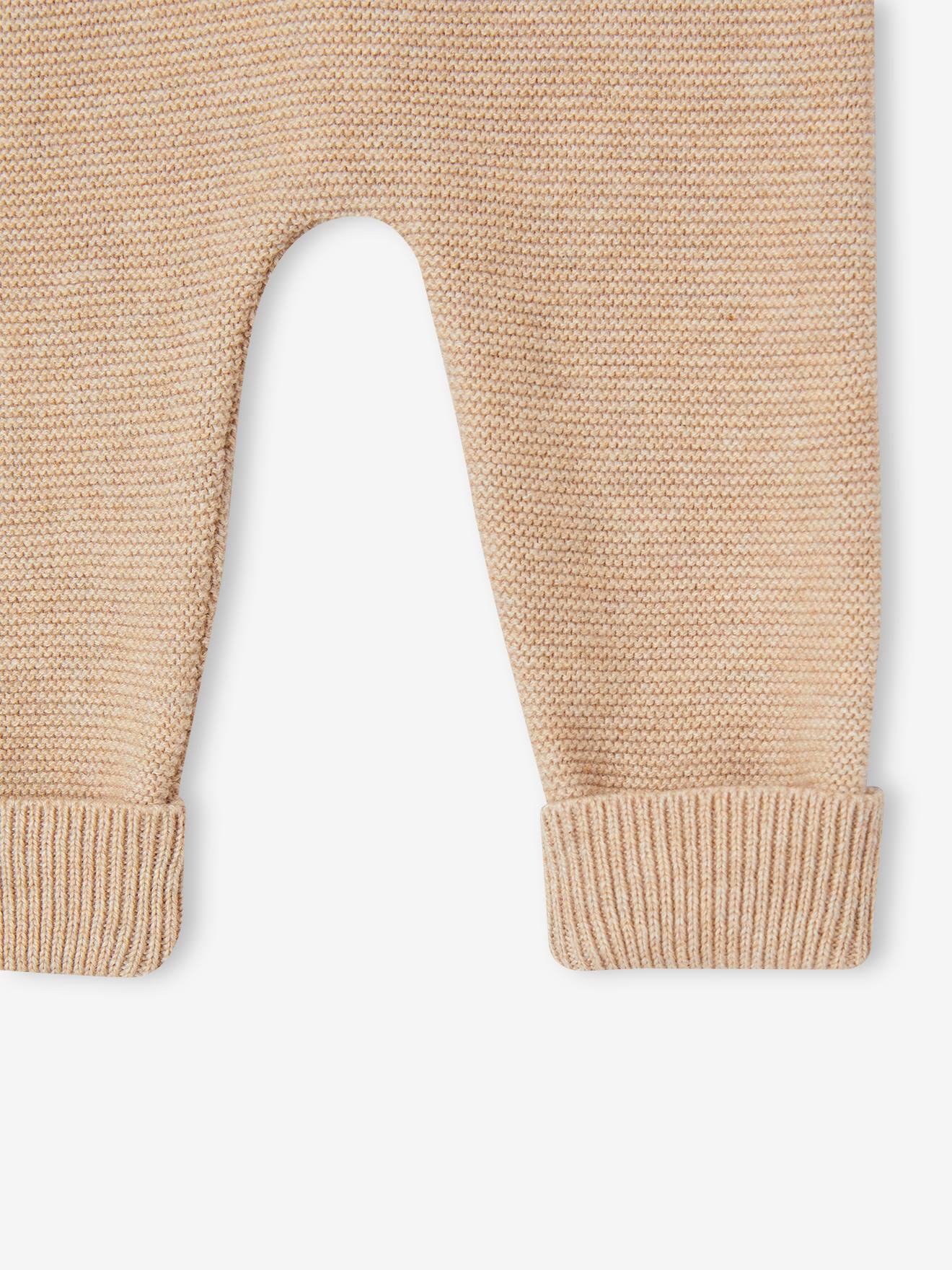 Vertbaudet Baby Strick-Set: Strickjacke, Hose & Schühchen Oeko-Tex - beige meliert