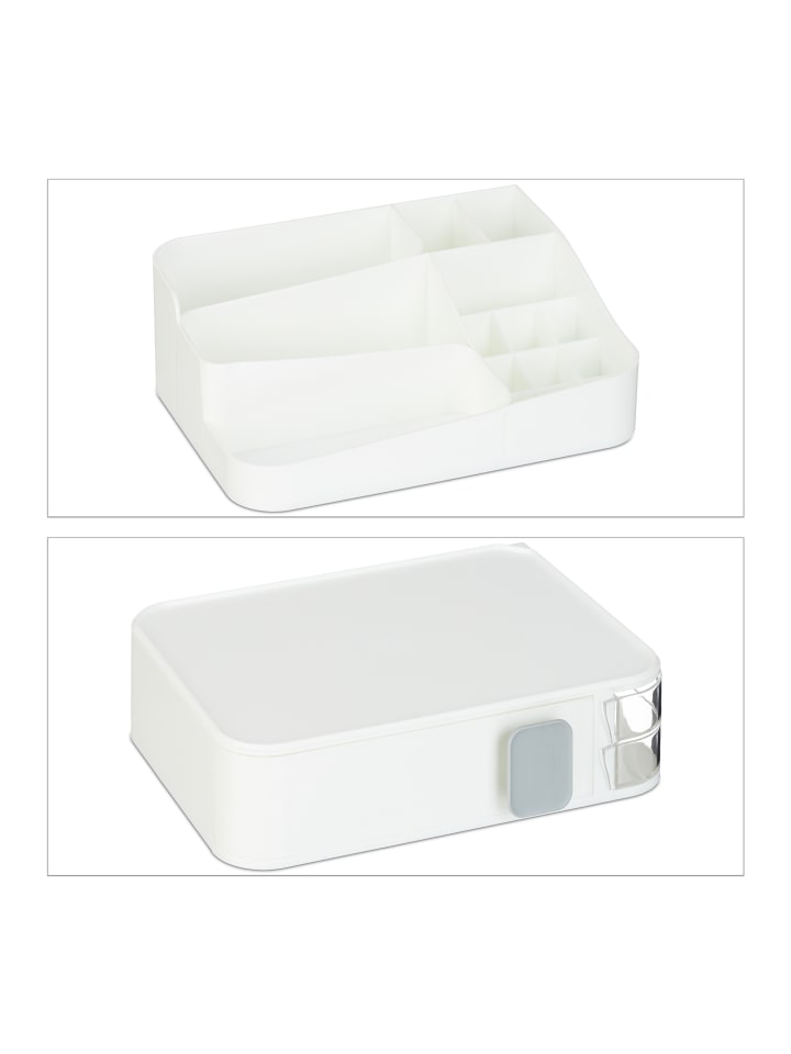 relaxdays Make Up Organizer in Weiß - (B)26 x (H)15 x (T)21 cm günstig kaufen onesize