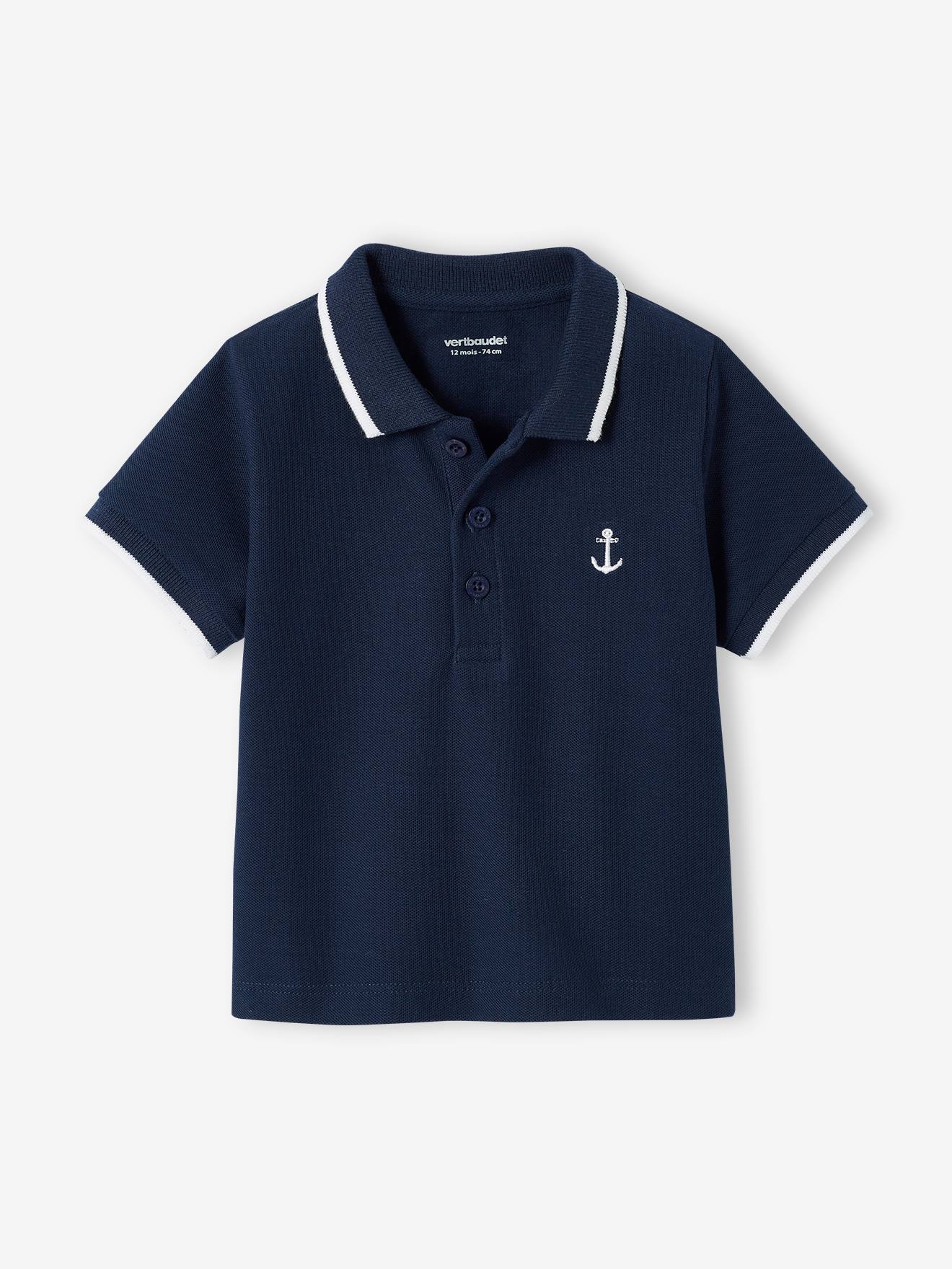 Polo bébé garçon brodé poitrine personnalisable marine
