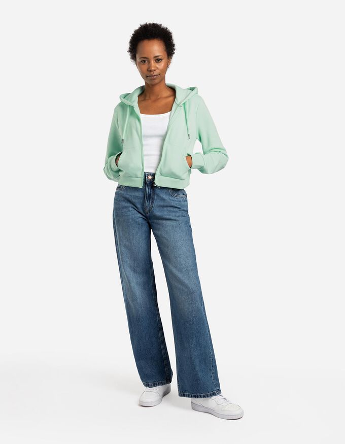 Cropped Sweatjacke - einfarbig
