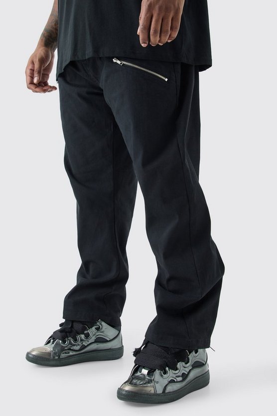 Plus Fixed Waist Straight Leg Twill Zip Gusset Trouser