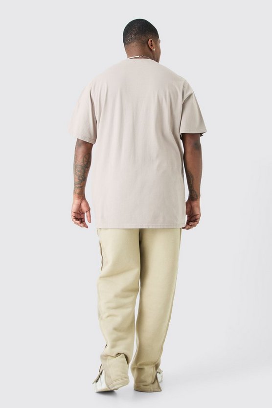 Plus Rundhals T-Shirt mit Acid-Waschung