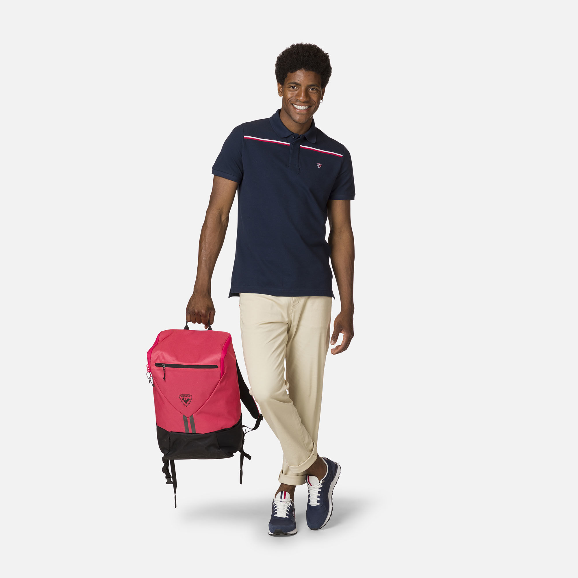 Polo logo avec rayure homme