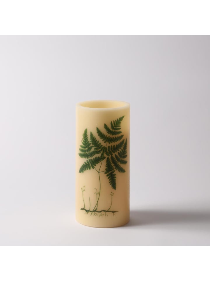 MARELIDA XXL LED Kerze mit Farndruck Echtwachs flackernd in creme - H: 25cm günstig kaufen onesize