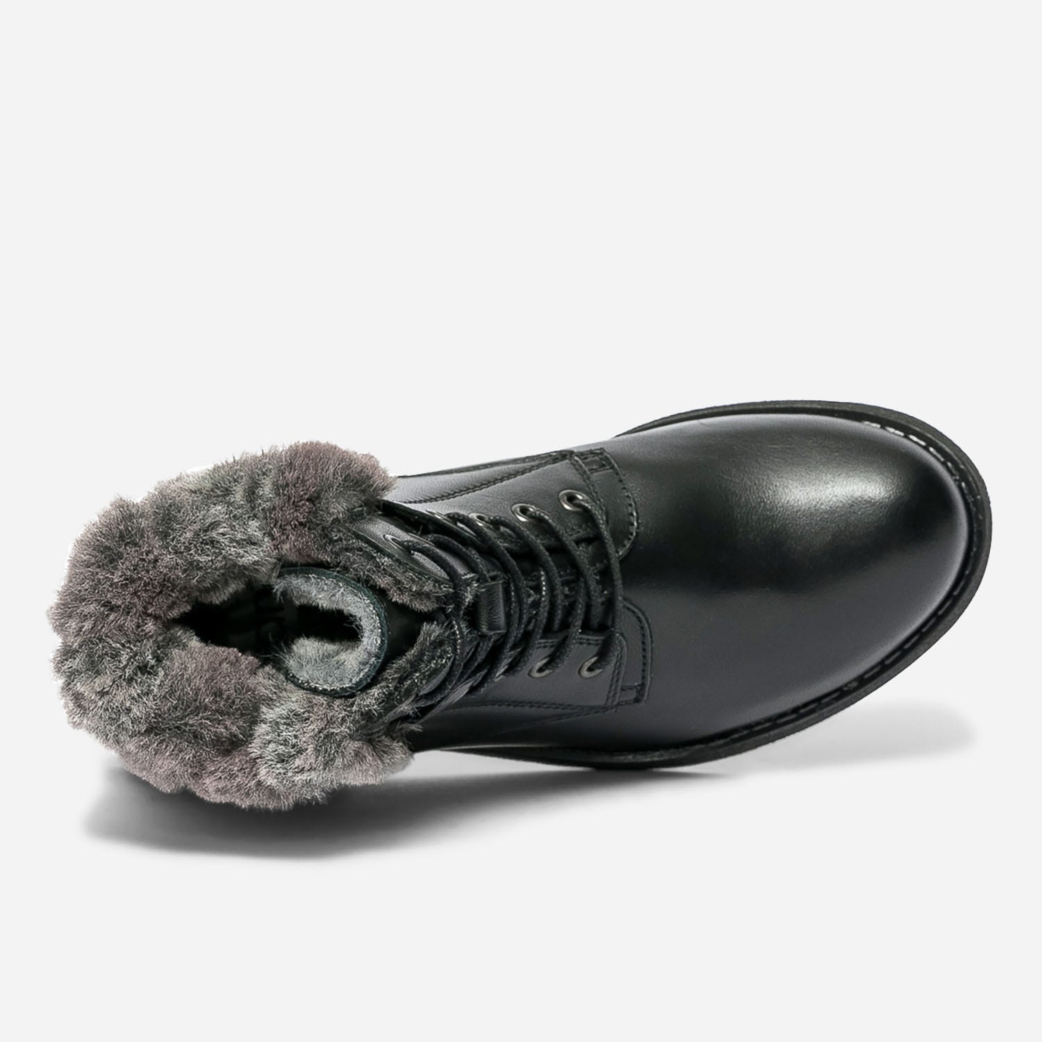 Bottine noire fourrée en cuir