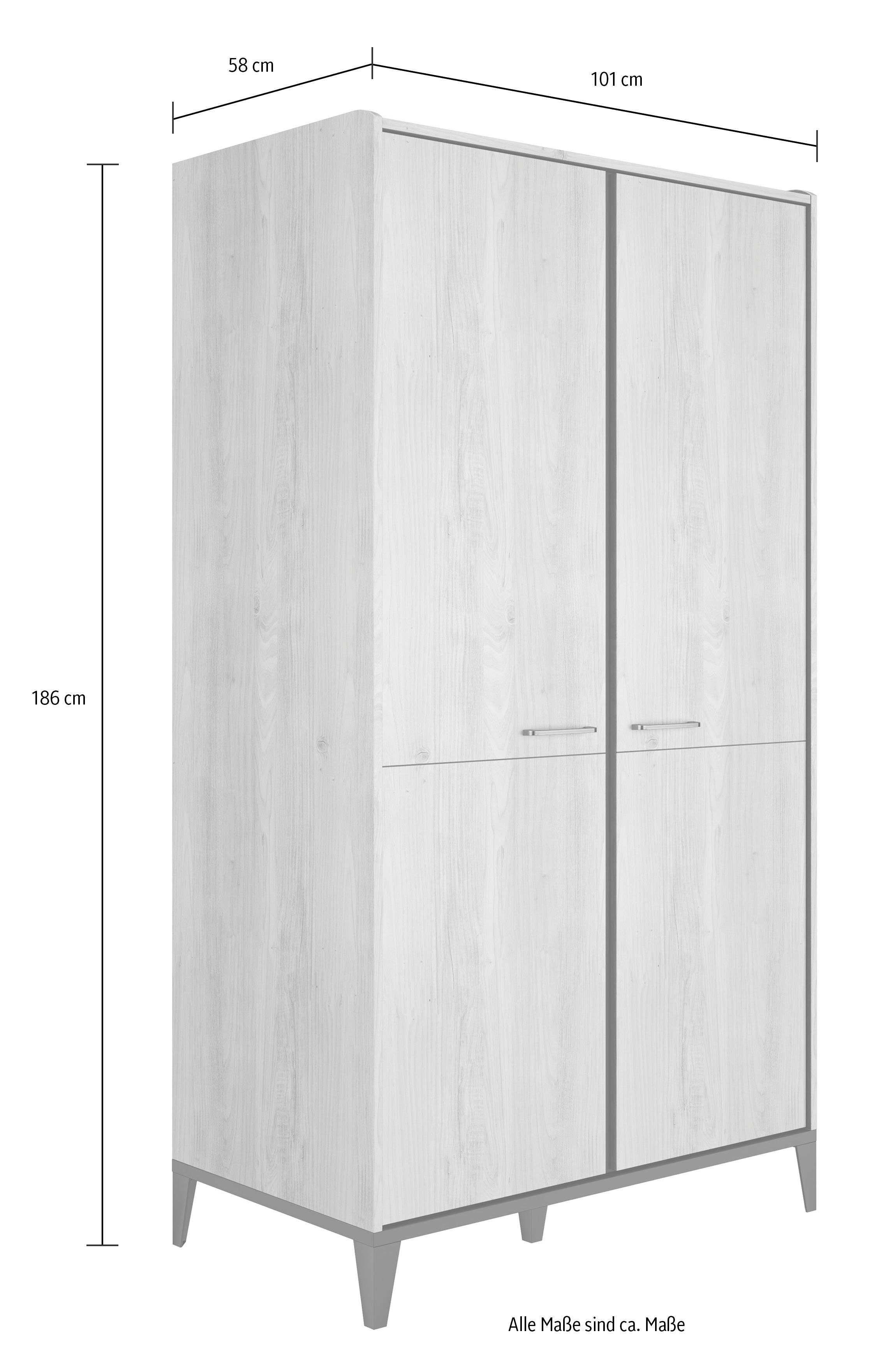 Galipette Kleiderschrank AMARO Inneneinteilung mit 4 Tabalare und 2 Kleiderstangen