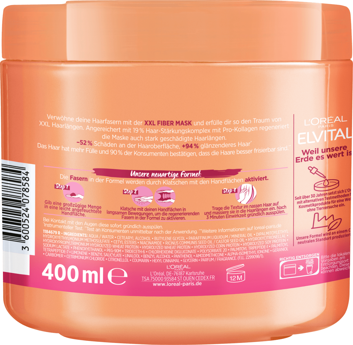 Haarkur XXL FIBRE MASK, 400 ml